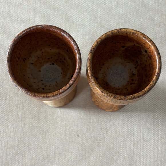 Handmade Set of 2 Pottery Wine Goblets A - Picture 3 of 4